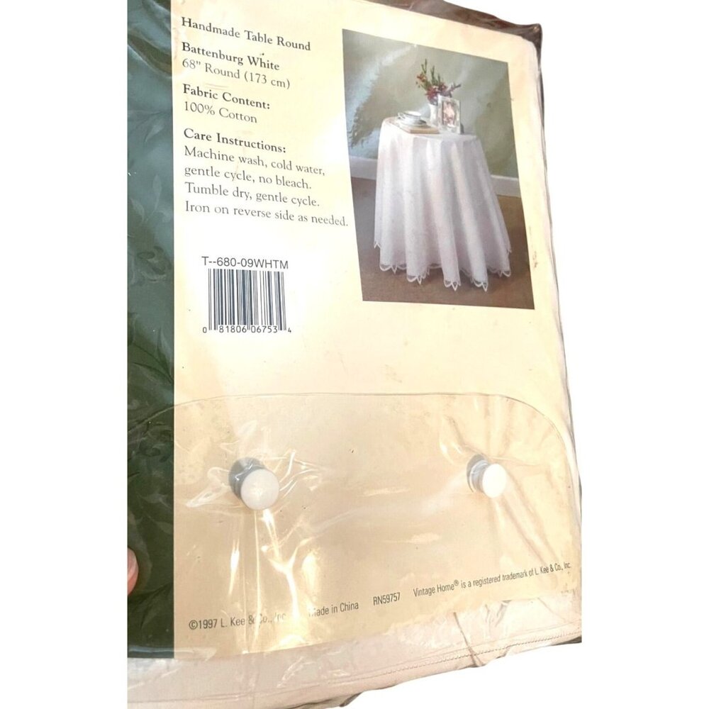 Vintage Home Tablecloth Handmade 68" Round Battenburg White 100% Cotton Sealed - Picture 6 of 9